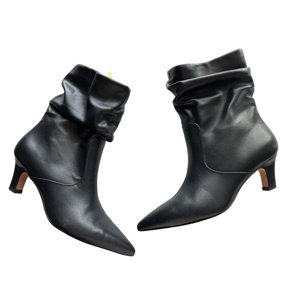 Jessica Simpson Vianne Black Slouchy Boots Faux Leather Kitten Heel Ankle 6.5 - Picture 3 of 7